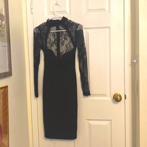 Fashion Nova lace sleeve retro top cocktail dress